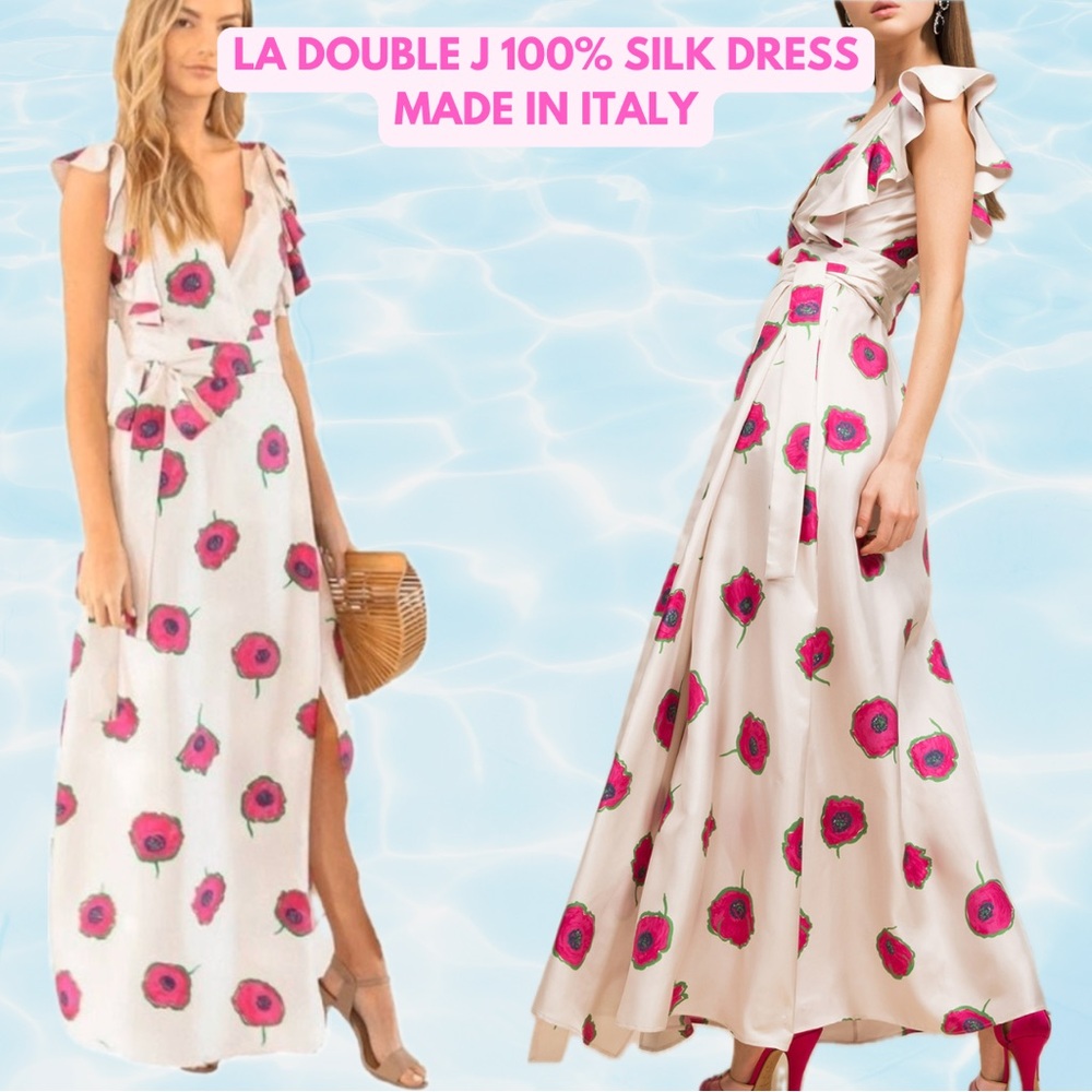 La Double J 100% Italian Silk Maxi Wrap Wedding Guest Dress